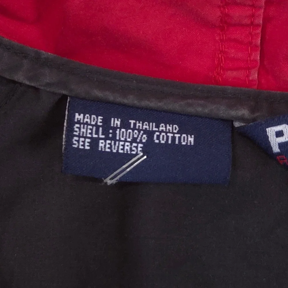 Vtg Polo Sport Ralph Lauren Mens Windbreaker Jacket L Black Red Hood 90s Hip Hop
